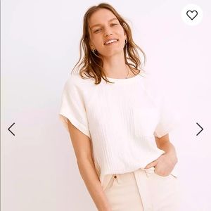 NWT Madewell Lightspun Renwood Button-Back Top, size small